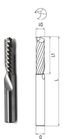 炭化物の旋盤用具の螺線形のプラスチック木製アルミニウムのための単一の1つのフルートのエンド ミルのフライスの切削工具